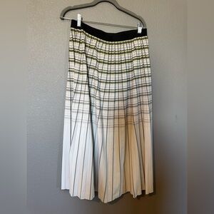 Adrianna Papell White Maxi Skirt with Black, Yellow, Lavender Stripes